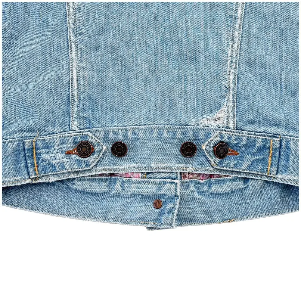 Abercrombie Kids Denim Jean Jacket Girls S Light Wash Distressed Y2K Style EUC